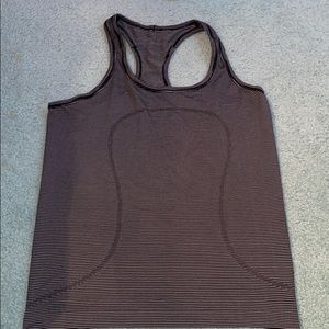 lululemon athletica Black and White Striped Racerback Tank Top